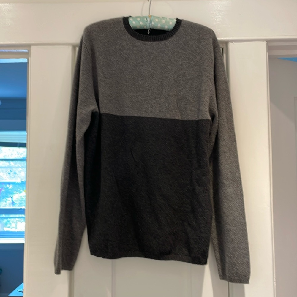 Grey colourblock cashmere sweater